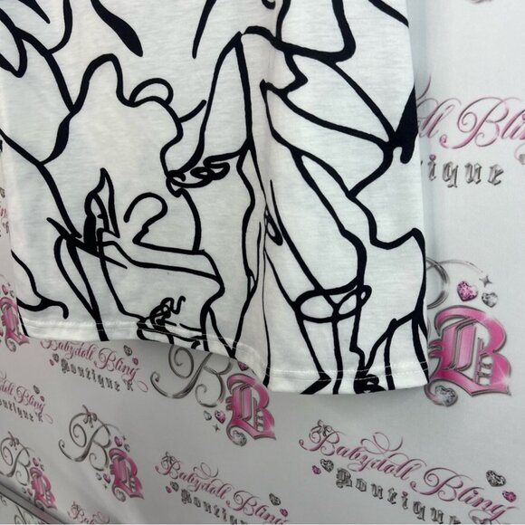 Emily rose short line work artist Abstract Black and White Women's Tank Top - Picture 3 of 9